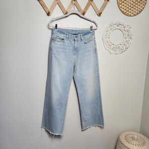 Simon Miller Cropped Frayed Wide-Leg Denim In A Light Wash Women's Size 28 EUC